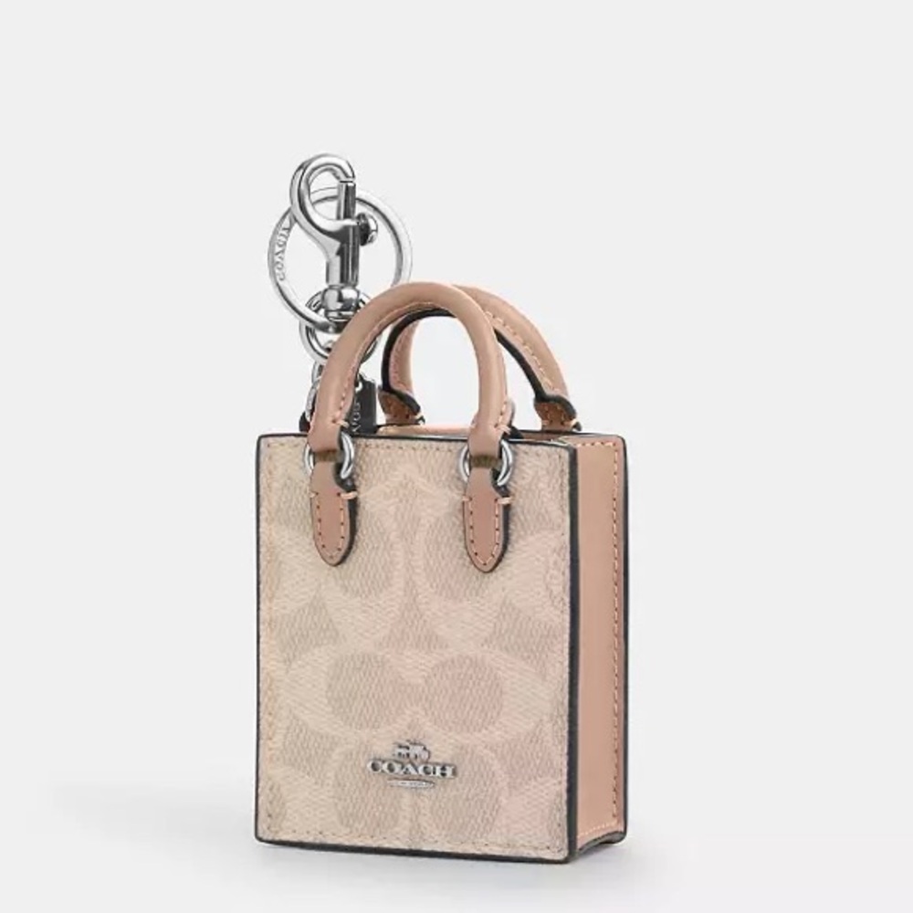 Coach logo monogram Signature leather nano Mini tote charm hand bag NEW
